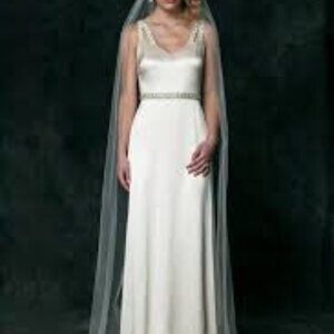SAJA Style ch6111 Satin Bridal Gown Floor Sample - Ivory - size 8